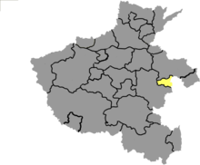 Luyi county highlighted in a map of Henan