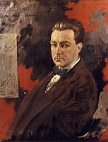 Painting of Gogarty, a well-dressed young man in a suit and bow tie.