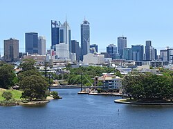 Skyline of Perth seen from Perth Stadium, December 2022 04