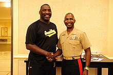 Williams (left) as head coach of Grambling State posing with Marine general Ronald L. Bailey (right) in 2011 USMC-18679.jpg