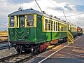 1922 vintage Chicago Rapid Transit Company "L" cars. This car had a trolley pole in addition to contact shoes on the trucks.