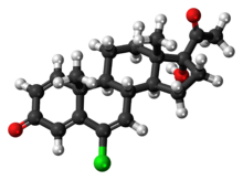 Ball-and-stick model of the delmadinone molecule