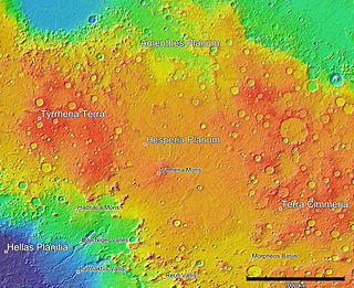 <span class="mw-page-title-main">Hesperia Planum</span> Broad lava plain in the southern highlands of the planet Mars