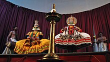 Kathakali performance In front Of big oil Lamp.