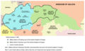 Image 25A map of the northern part of the Habsburg Kingdom of Hungary in 1850, showing the two military districts which had administrative centres in the territory of present-day Slovakia (from History of Slovakia)