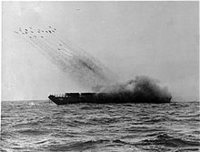 LCT(R), T125 launching a rocket salvo (1943) LCT Launching Rockets.jpg