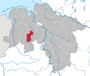 Lage des Landkreis Vechta in Niedersachsen (anklickbare Karte)