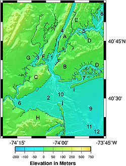 Carte de la Lower New York Bay (en 2).