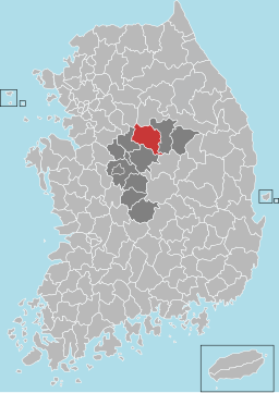 Kommunens läge i Norra Chungcheong och Sydkorea.