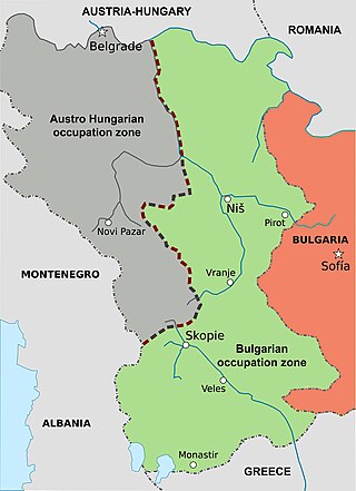 <span class="mw-page-title-main">Bulgarian occupation of Serbia (World War I)</span> Bulgaria military occupation of Serbia during WW1