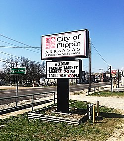 Sign in front of Flippin city hall