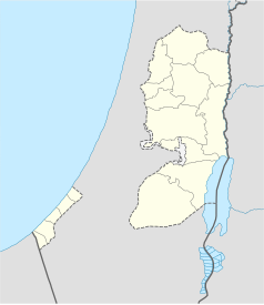 Mapa konturowa Palestyny, blisko centrum po prawej na dole znajduje się punkt z opisem „Hebron”