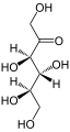 de: Struktur von D-Psicose als Keilstrichformel; en: Structure of D-psicose