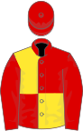 Red and yellow (quartered), red sleeves and cap