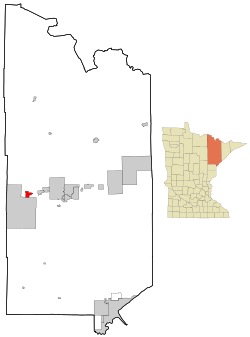 Location of the city of Chisholm within St. Louis County, Minnesota