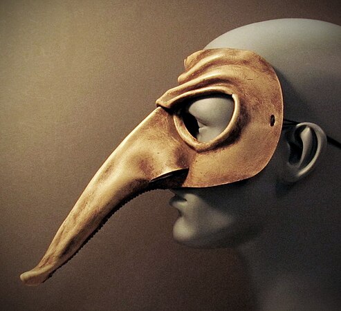 A Zanni mask used in the Itallian Commedia dell'arte.