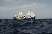 MS Sea-Watch, a 100-year old former fishing cutter, on her first mission