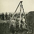 Union troops under General William B. Hazen work at dismantling Confederate Fort McAllister north of Savannah, Georgia. Here they are removing a 48 pounder, 8 inch Colombiad.