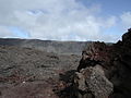 L'Enclos Fouqué vu depuis la face ouest du Piton de la Fournaise.