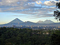 Guatemala City and volcanoes on an unusually clear day