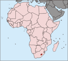 Lesotho highlighted on a map of Africa