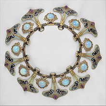 Necklace by Rene Lalique, 1897-1899; gold, enamel, opals and amethysts; overall diameter: 24.1 centimetres (9.5 in); Metropolitan Museum of Art (New York City) Necklace MET DT1423.jpg