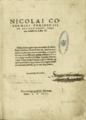 English: First page of Copernicus' book en:De Revolutionibus Orbium Coelestium, 1543 Polski: Pierwsza strona książki Kopernika "O obrotach sfer niebieskich", 1543