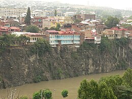 View of the ruins (top center right) from Narikala fortress