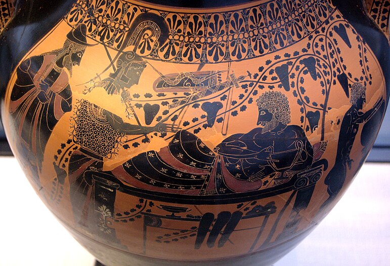 Heracles and Athena on Black figure and red figure pottery