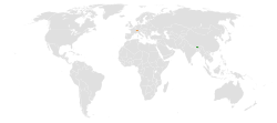 Map indicating locations of Bután and Suíza