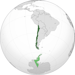 شیلی - سبز پررنگ قلمرو جنوبگان شیلی - سبز کم‌رنگ