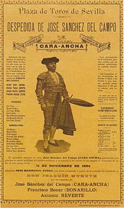 Cartell d'acomiadament de José Sánchez del Campo «Cara-ancha» (1894)