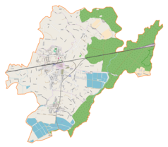 Mapa konturowa gminy Chybie, na dole nieco na lewo znajduje się punkt z opisem „Zaborze”