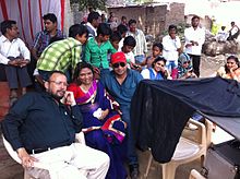 Kalpana, Deelip and Mannan Gore at Khairlanji movie shoot in Akola Kalpana&Deelip.JPG