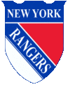 Logo en forme d'écu avec les mots New York inscrit en haut et Rangers en travers