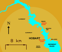 This map depicts the site of the first British settlement in Van Diemen's Land, at Risdon Cove, which is now located within the city of Clarence. RISDON1.png