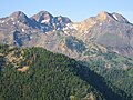 Dromedary Peak (left), O'Sullivan Peak (left of center), Twin Peaks (right) viewed from the north.