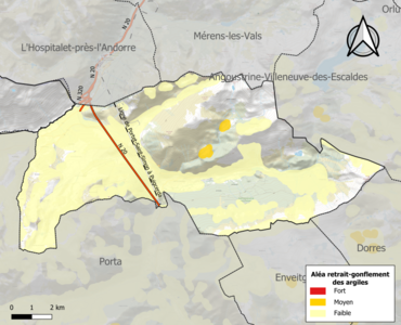 Carte des zones d'aléa retrait-gonflement des argiles.