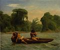 Deux indiens d'Amazonie en pirogue, François-Auguste Biard, huile sur toile, vers 1860.