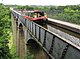 Narrow boat crossing the Pontcysyllte aqueduct