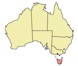 Kart som viser Tasmania.