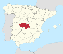 Map of Spain with the province of Toledo highlighted