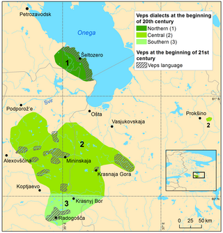 <span class="mw-page-title-main">Veps language</span> Finnic language south of Lake Onega, Russia