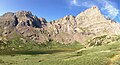 Broken Hand Peak (left). Crestone Needle (right), Lower South Colony Lake.