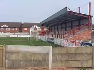 Blick auf den Percy Ronson Stand im Highbury Stadium