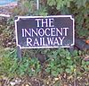 Sign marking the current location of the Innocent Railway