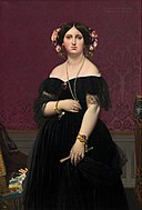 讓·奧古斯特·多米尼克·安格爾的《穆瓦提西埃夫人肖像畫》（Madame Moitessier），147 × 100cm，約作於1851年，來自山繆·亨利·卡瑞斯的收藏。[54]