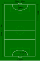 Lapangan bola tangan dibandingkan dengan lapangan sepak bola