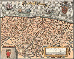 The march in a map of 1564 by Vincenzo Luchino.