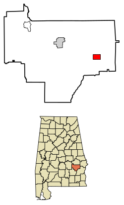 Location of Midway in Bullock County, Alabama.